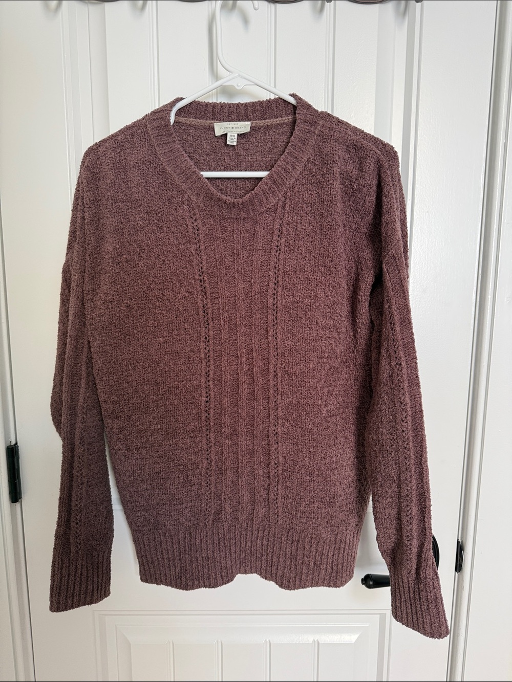 Lucky Brand Mauve Cable-Front Crewneck Sweater